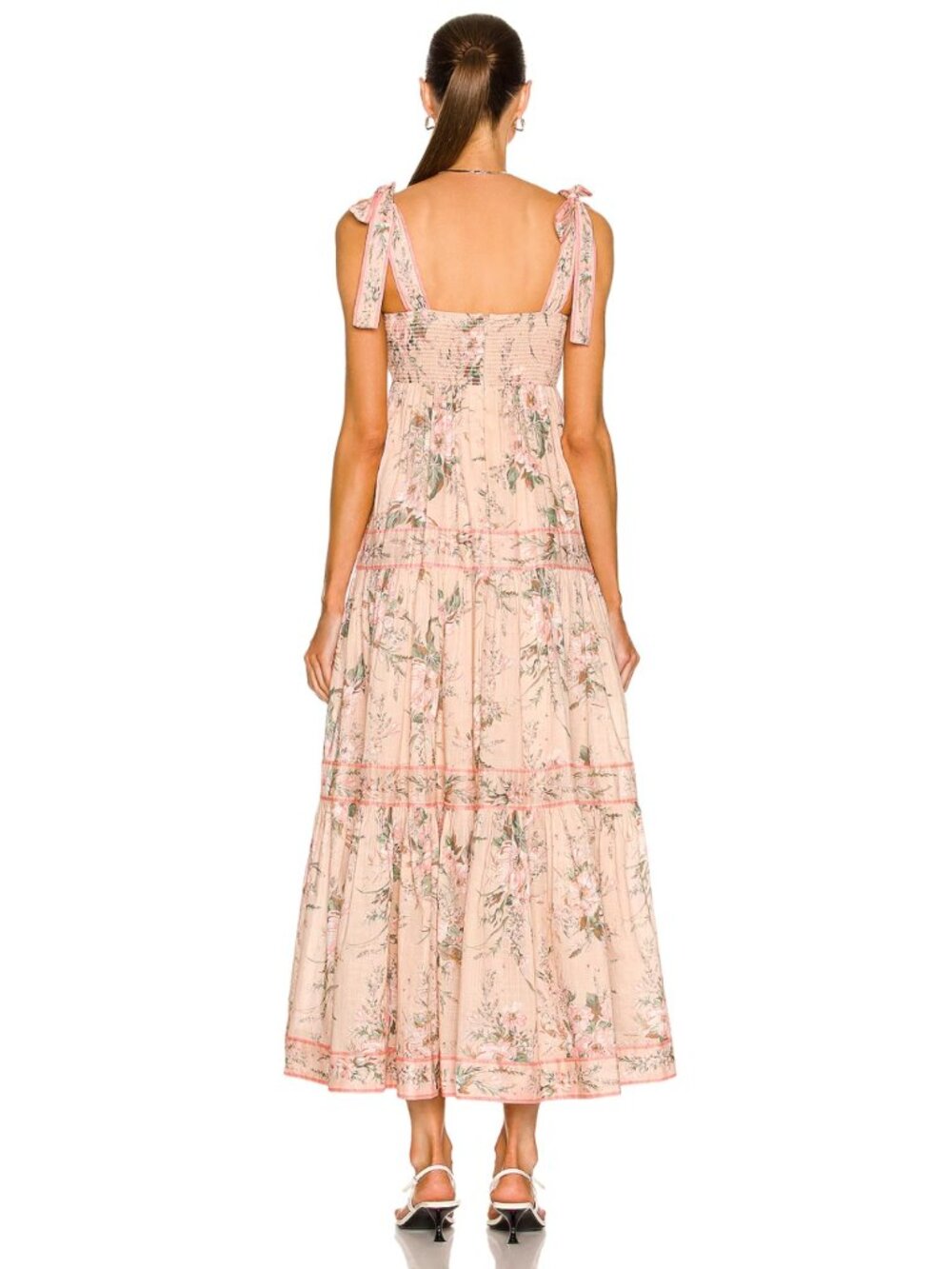 Zimmermann Moonshine Tie Shoulder Floral Maxi Dress Cream Pink Size 2 - Picture 3 of 11